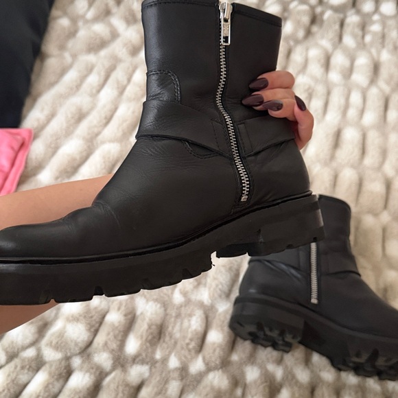 Frye Black Leather Moto Boots - Picture 3 of 9